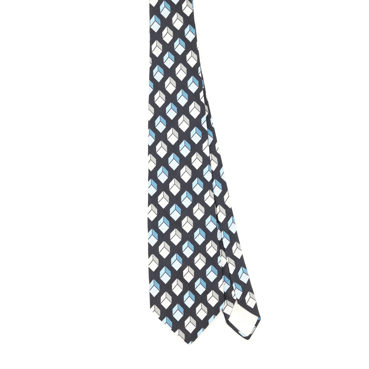 Front Front of Vintage 1980's Nina Ricci Cubes Geometric Patterned Tie