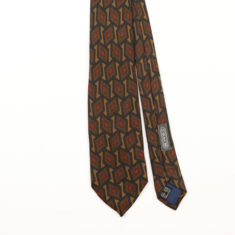 Front Detail of Vintage 1990's Coach Geometric Patterned Tie
