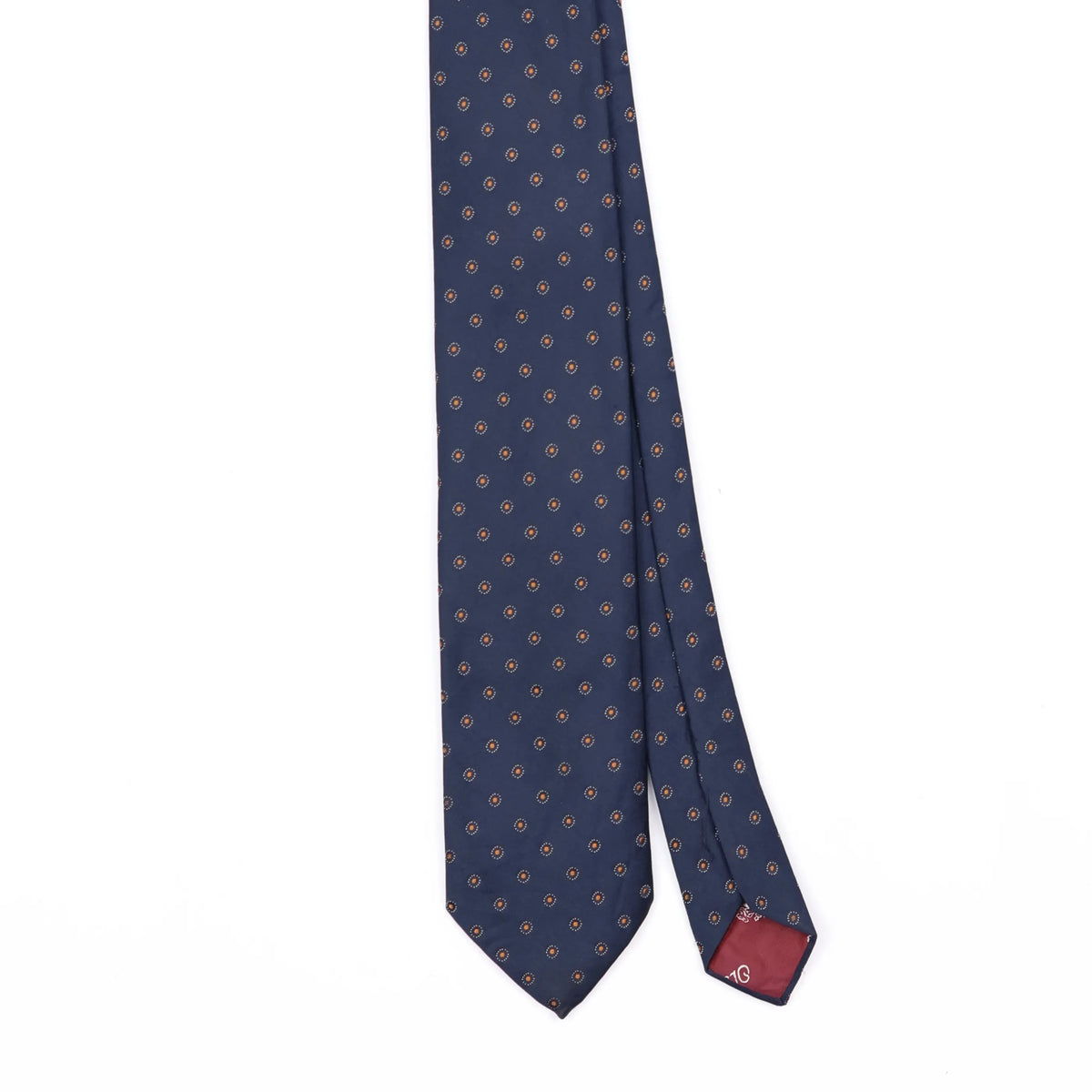 Front Front Detail of Vintage 1990's Oleg Cassini Foulard Polka Dot Patterned Tie