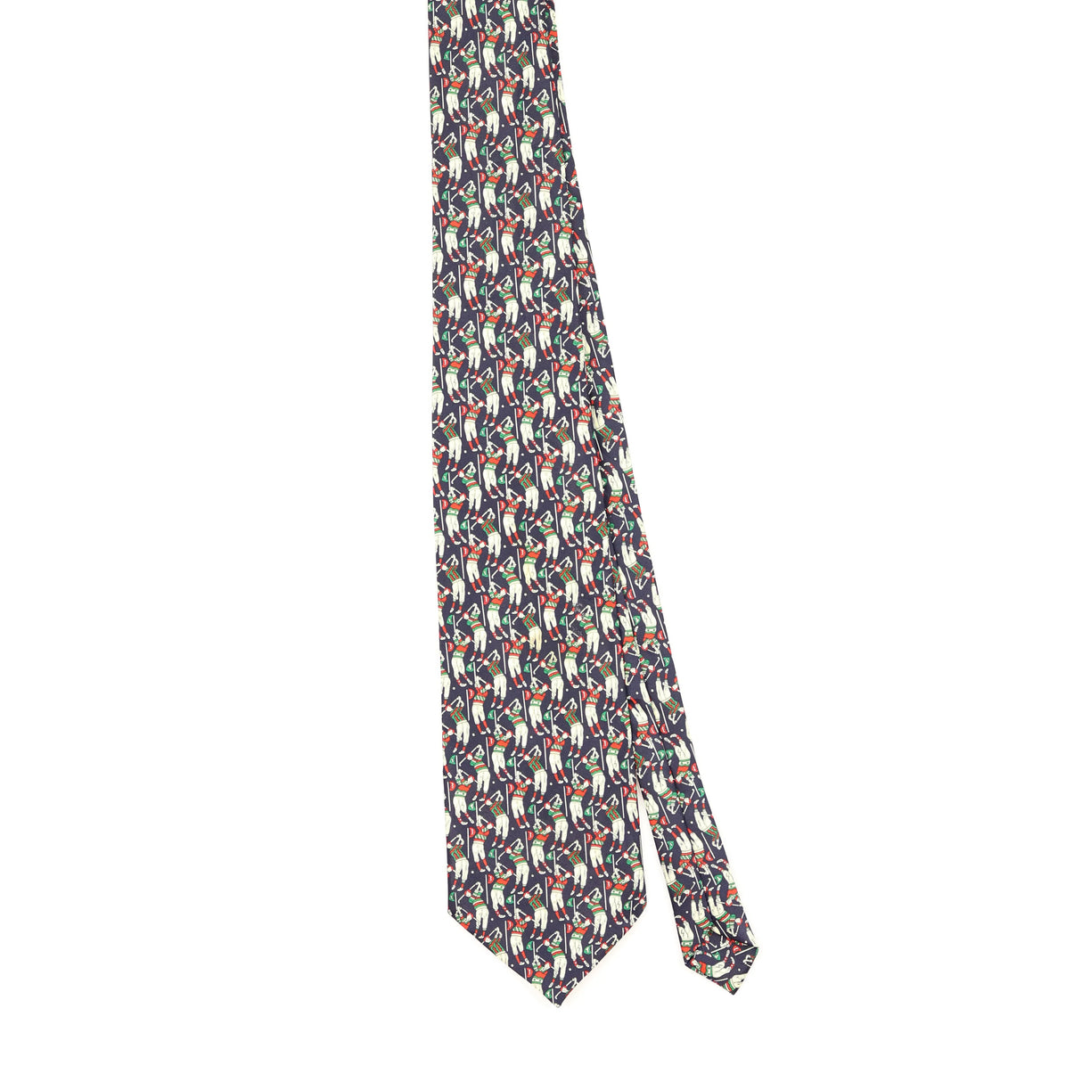 Front of Vintage 1990's Rene Chagal Golfer Cartoon Patterned Tie