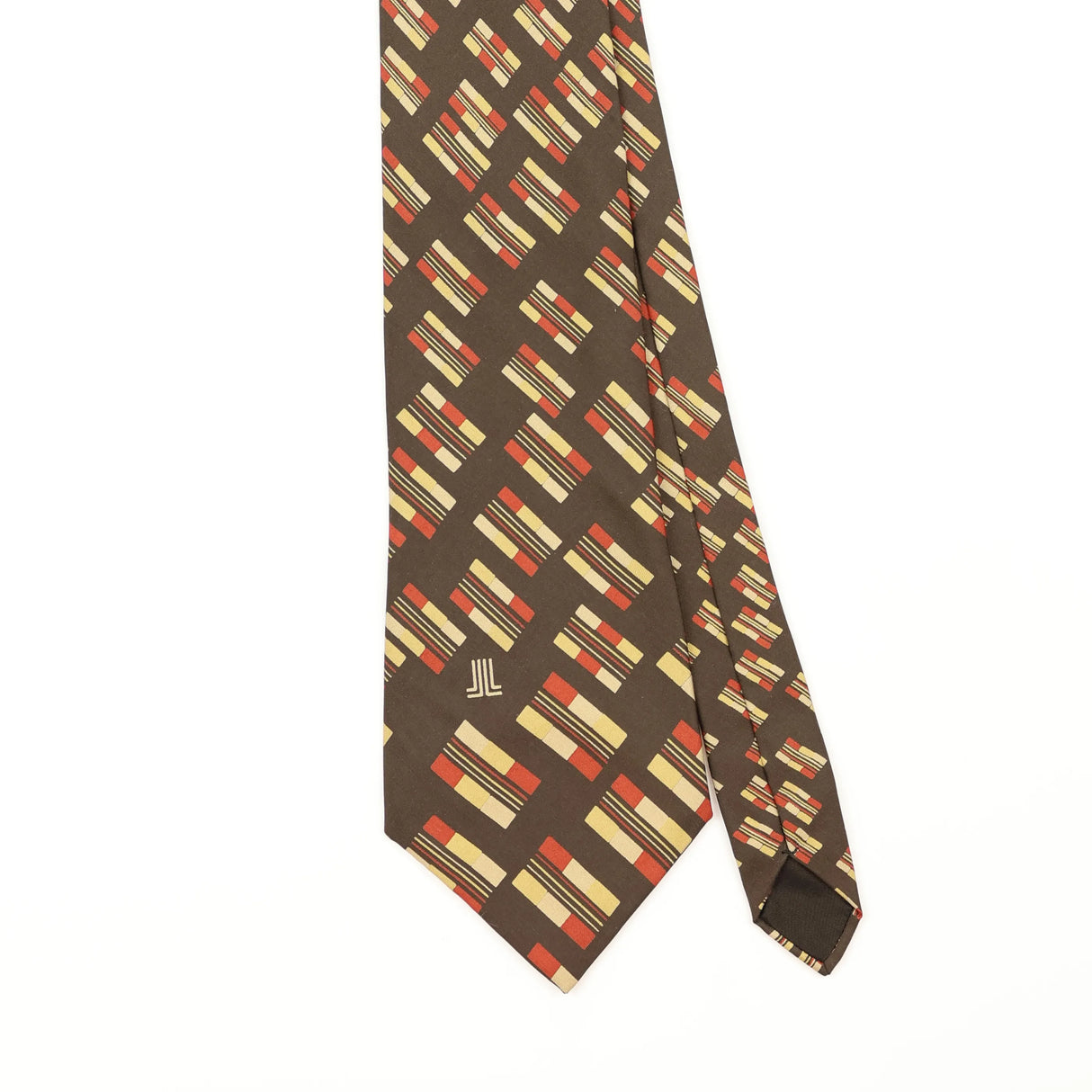 Front Detail of Vintage 1980's Lanvin Geometric Patterned Tie