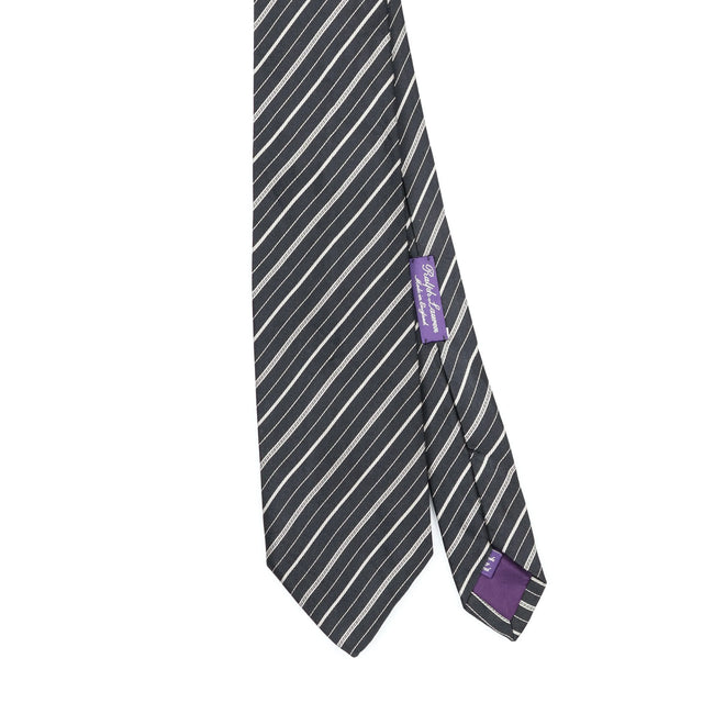 Front Front Detail of Vintage Ralph Lauren Purple Label Striped Patterned Tie