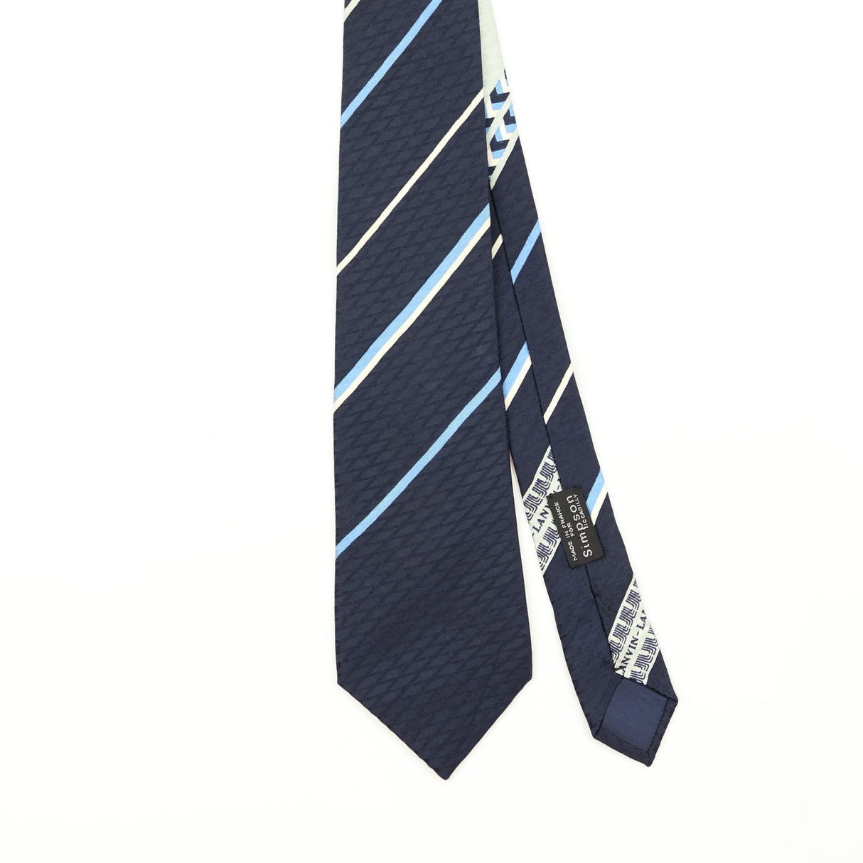 Front Front Detail of Vintage 1980's Lanvin Striped Patterned Tie