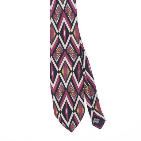 Front Front Detail of Vintage 1990's Geometric Patterned Tie