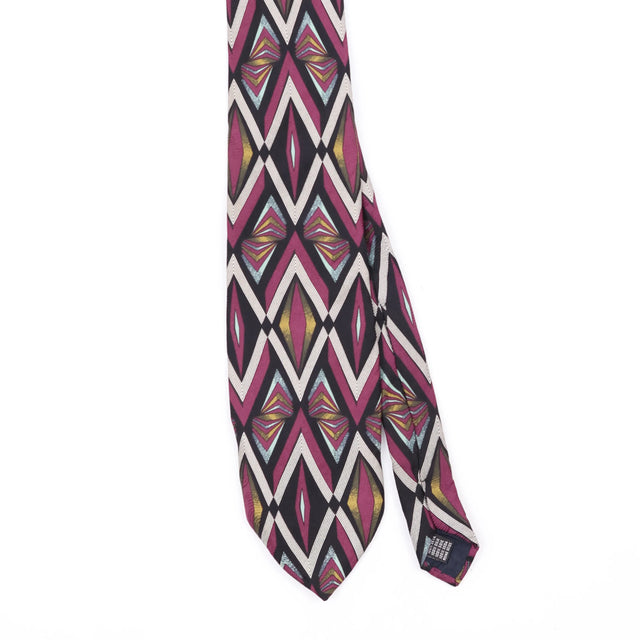 Front Front Detail of Vintage 1990's Geometric Patterned Tie