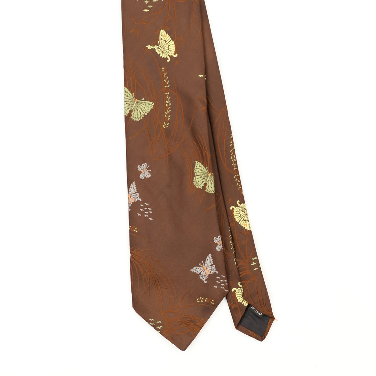 Front Front Detail of Vintage 1980's Andhurst Butterflies Floral Patterned Tie