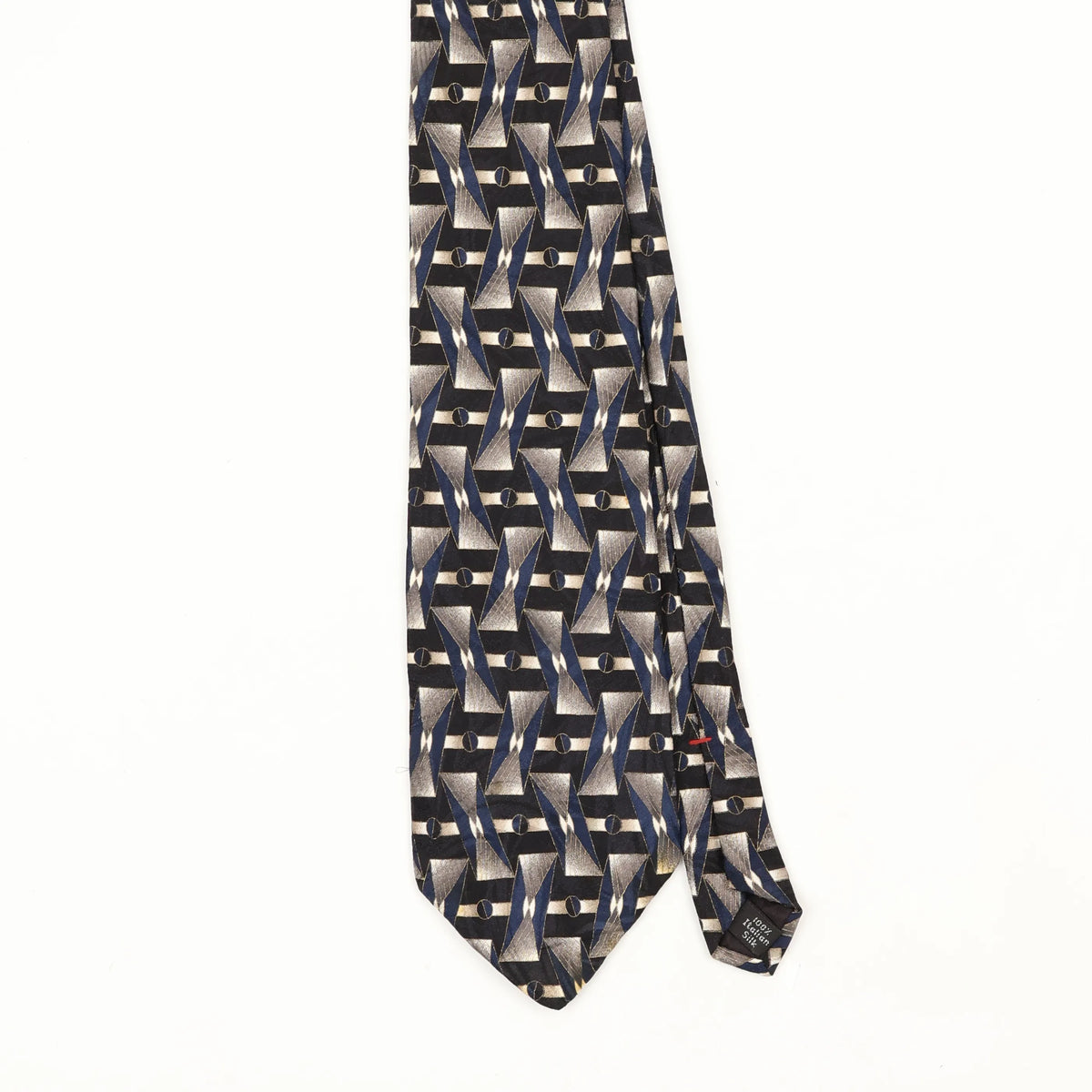Front Front Detail of Vintage 1990's Zylos Geometric Patterned Tie
