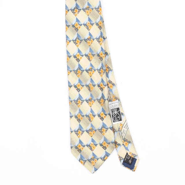 Front Front Detail of Vintage 1990's Ermenegildo Zegna Geometric Patterned Tie