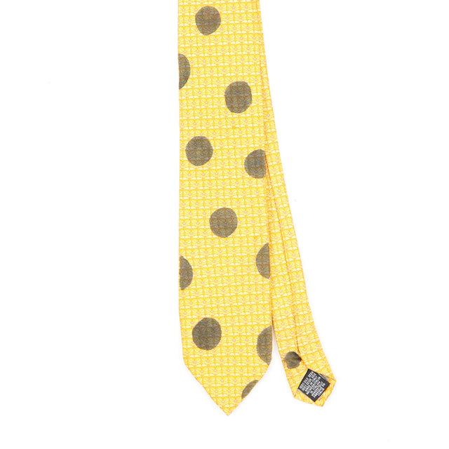 Front Front Detail of Vintage 1990's Tie Rack Beaufort Polka Dot Patterned Tie