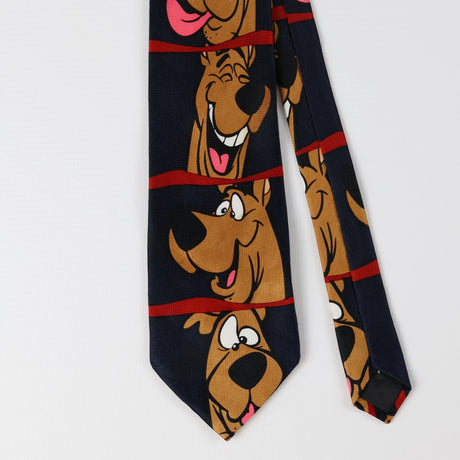Front Detail of Vintage Scooby-Doo Cartoon Patterned Tie