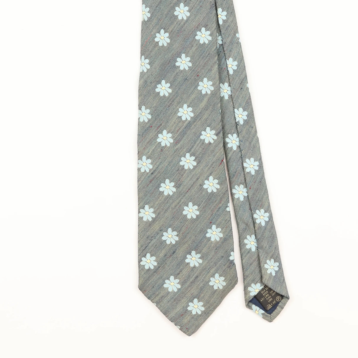 Front Detail of Vintage 1990's Ermenegildo Zegna Floral Patterned Tie