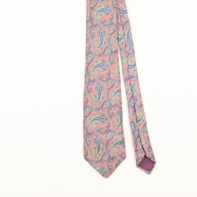 Front Detail of Vintage 1990's Oleg Cassini Paisley Patterned Tie