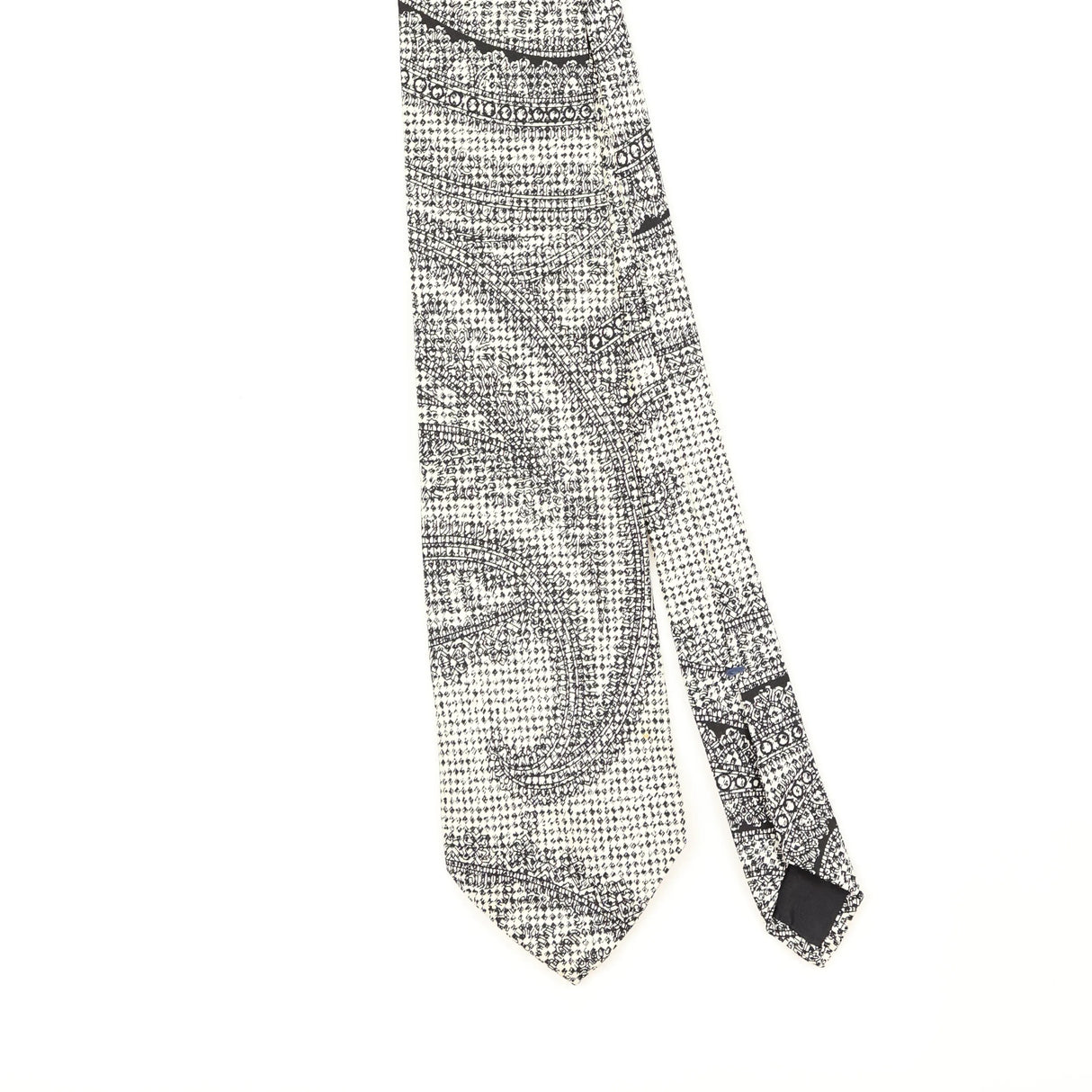 Front Front Detail of Vintage 1990's Yves Saint Laurent Paisley Patterned Tie
