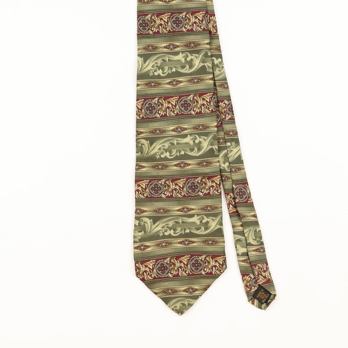 Front Detail of Vintage 1990's Bill Blass Geometric Patterned Tie