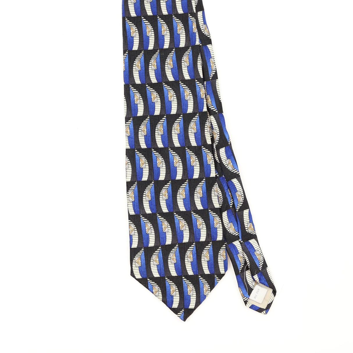 Front Front Detail of Vintage 1990's Pierre Cardin Geometric Patterned Tie