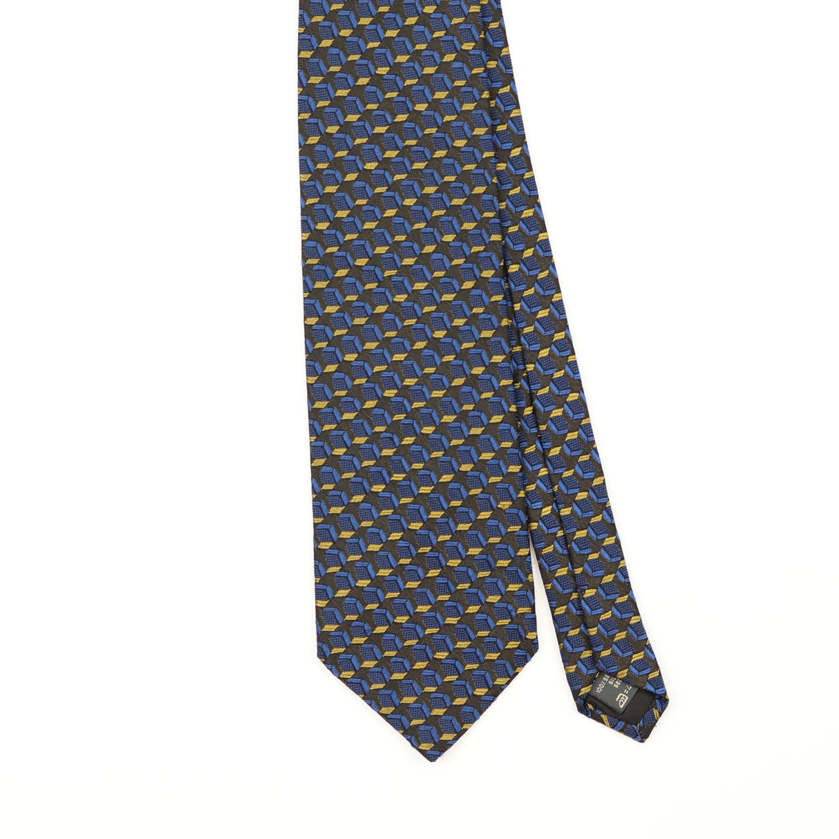 Front Front Detail of Vintage 1990's Ermenegildo Zegna Geometric Patterned Tie