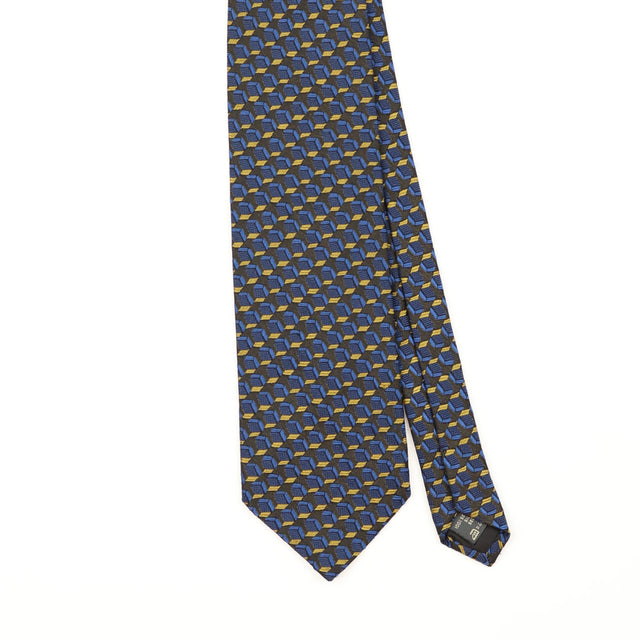 Front Front Detail of Vintage 1990's Ermenegildo Zegna Geometric Patterned Tie