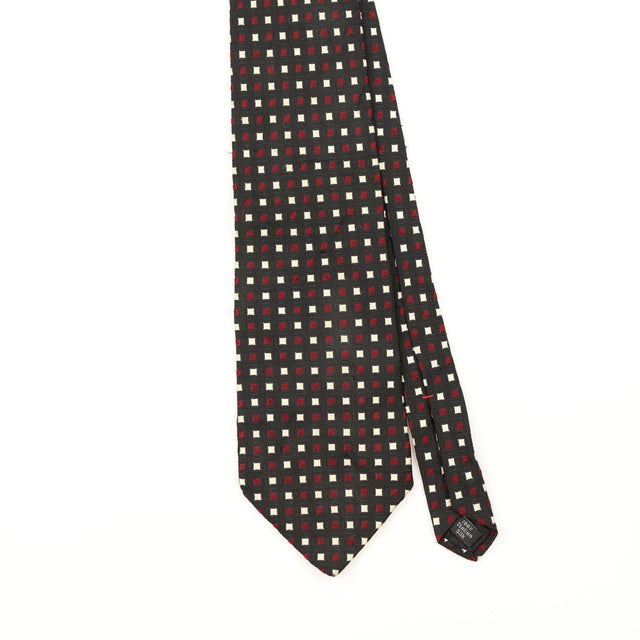 Front Detail of Vintage 1990's Squares Geometric Patterned Tie
