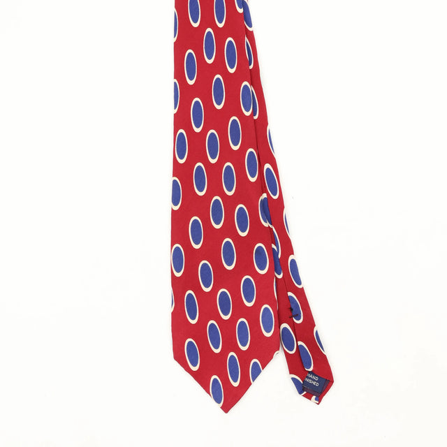 Front Front Detail of Vintage 1990's Nautica Polka Dot Patterned Tie