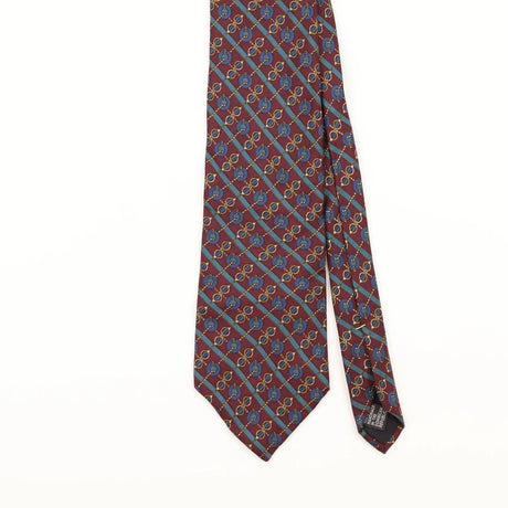 Front Detail of Vintage 1990's Claybrooke Geometric Patterned Tie