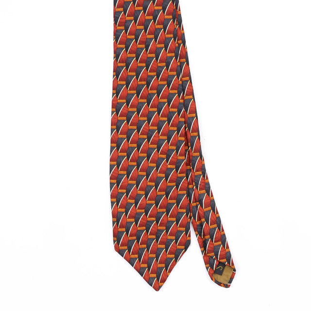 Front Front Detail of Vintage 1990's Robert Talbott Geometric Patterned Tie