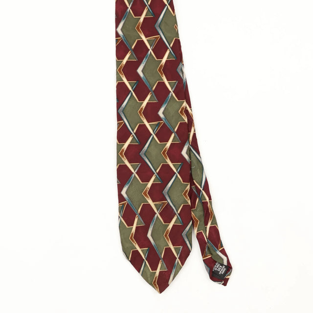 Front Front Detail of Vintage 1990's Alexander Julian Geometric Patterned Tie