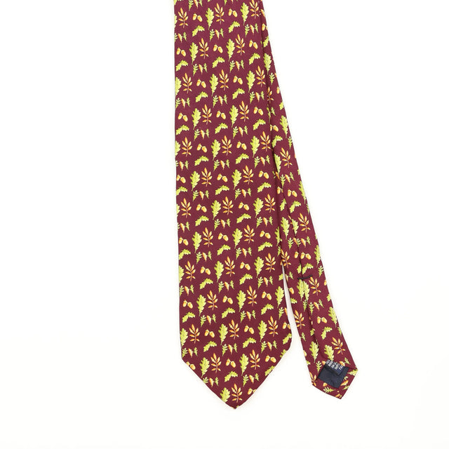 Front Detail of Vintage 1990's Lands' End Leaf Geometric Patterned Tie