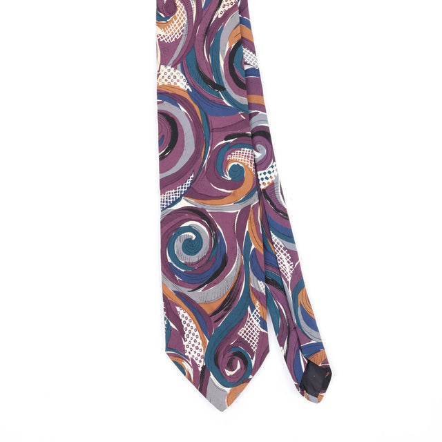 Front Front Detail of Vintage 1990's Swirl Abstract Patterned Tie