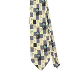 Front Front Detail of Vintage 1990's Croft & Barrow Flowers Geometric Patterned Tie