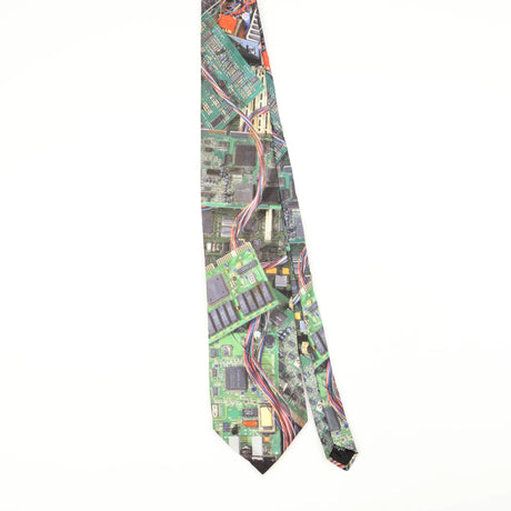 Front Front of Vintage 1990's Ralph Marlin Circuit Board Abstract Patterned Tie