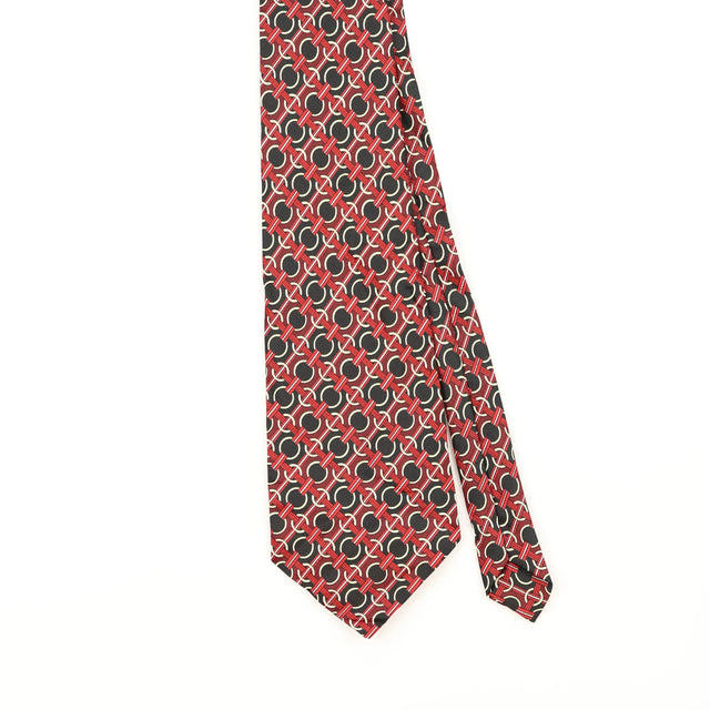 Front Detail of Vintage 1990's Hoops Geometric Patterned Tie
