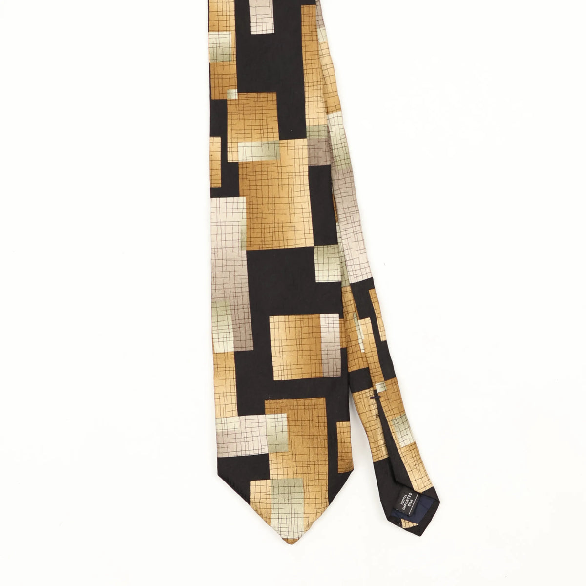 Front Front Detail of Vintage 1990's Blocks Geometric Patterned Tie