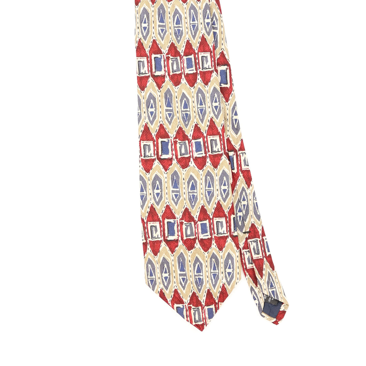 Front Front Detail of Vintage 1990's Geometric Patterned Tie