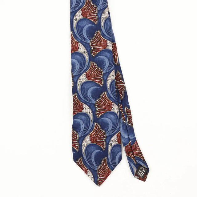 Front Front Detail of Vintage 1990's Evan Picone Shells Abstract Patterned Tie