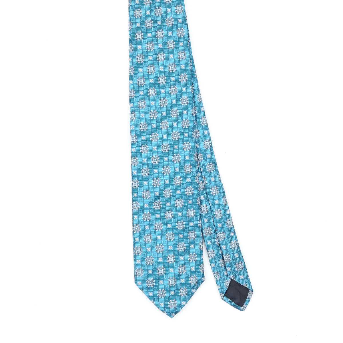 Front Front Detail of Vintage 1990's Brooks Brothers Foulard Geometric Patterned Tie
