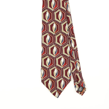 Front Front Detail of Vintage 1990's Oleg Cassini Geometric Patterned Tie