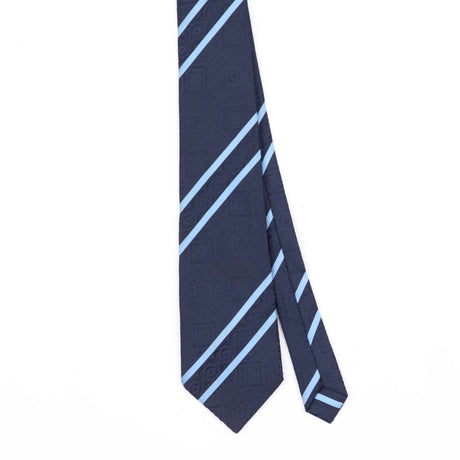 Front Front Detail of Vintage 1980's Trevira Striped Patterned Tie