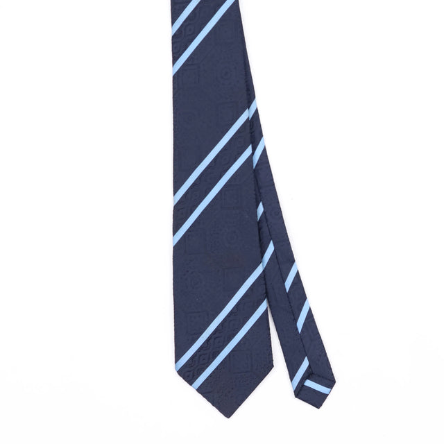 Front Front Detail of Vintage 1980's Trevira Striped Patterned Tie