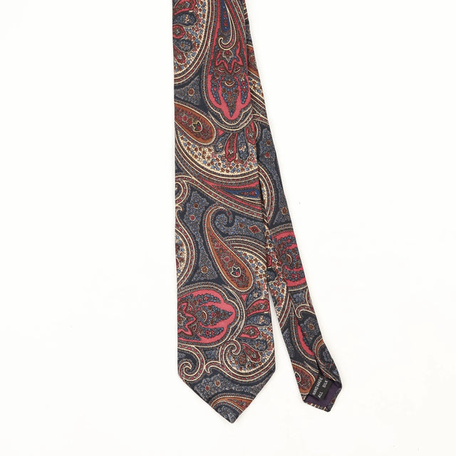 Front Front Detail of Vintage 1990's Paisley Patterned Tie