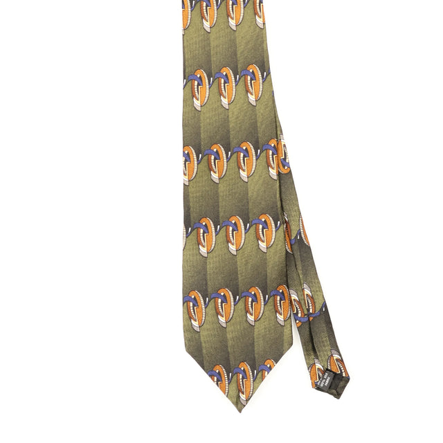 Front Front Detail of Vintage 1990's Geometric Patterned Tie