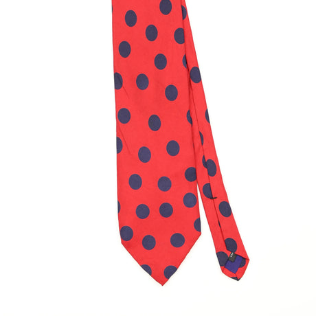 Front Front Detail of Vintage 1990's Perry Ellis Polka Dot Patterned Tie