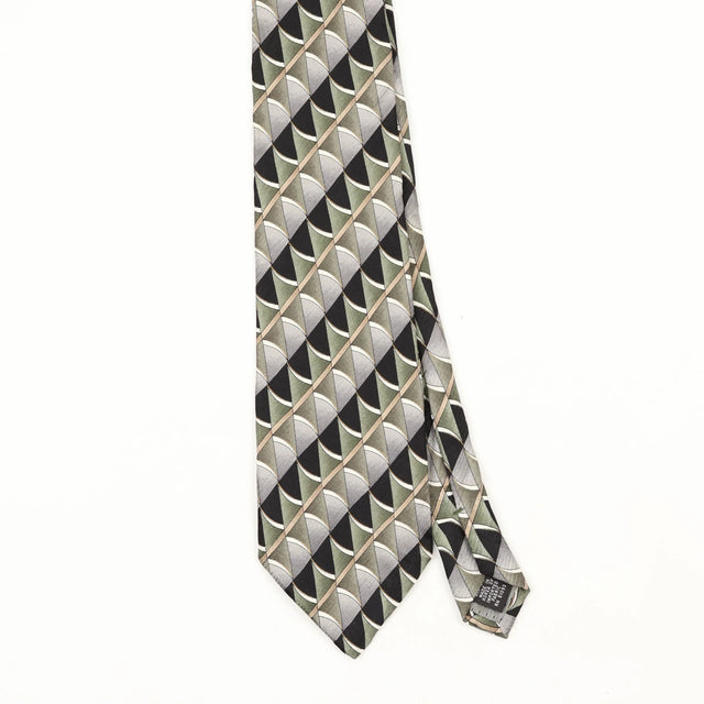 Front Front Detail of Vintage 1990's J.Ferrar Geometric Patterned Tie