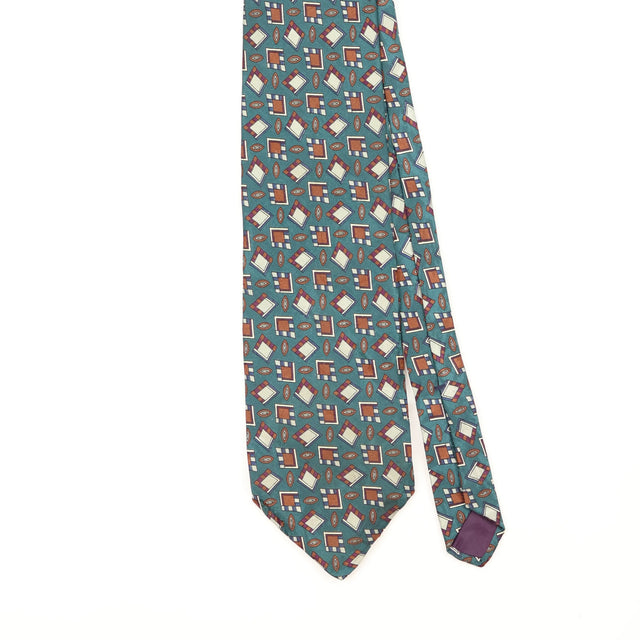 Front Front Detail of Vintage 1990's Boston Traders Geometric Patterned Tie