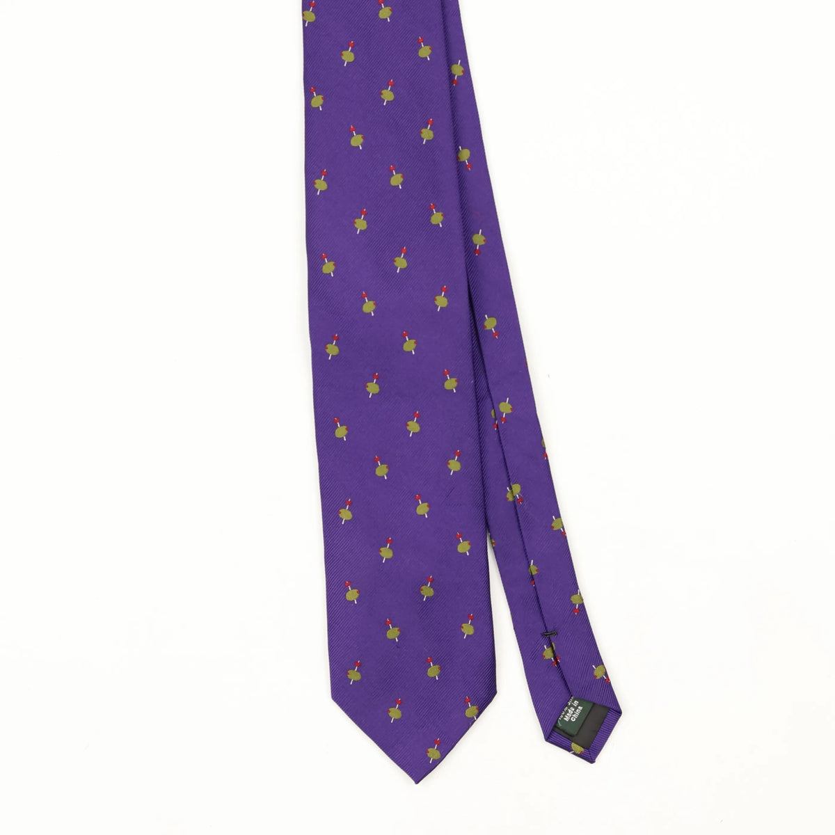Front Front Detail of Vintage 1990's J.Crew Olives Geometric Patterned Tie