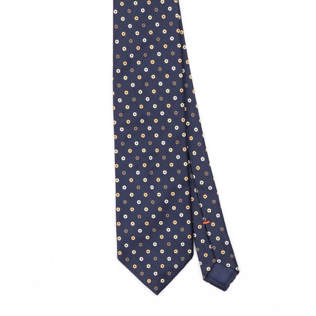 Front Front Detail of Vintage 1990's Ermenegildo Zegna Polka Dot Patterned Tie