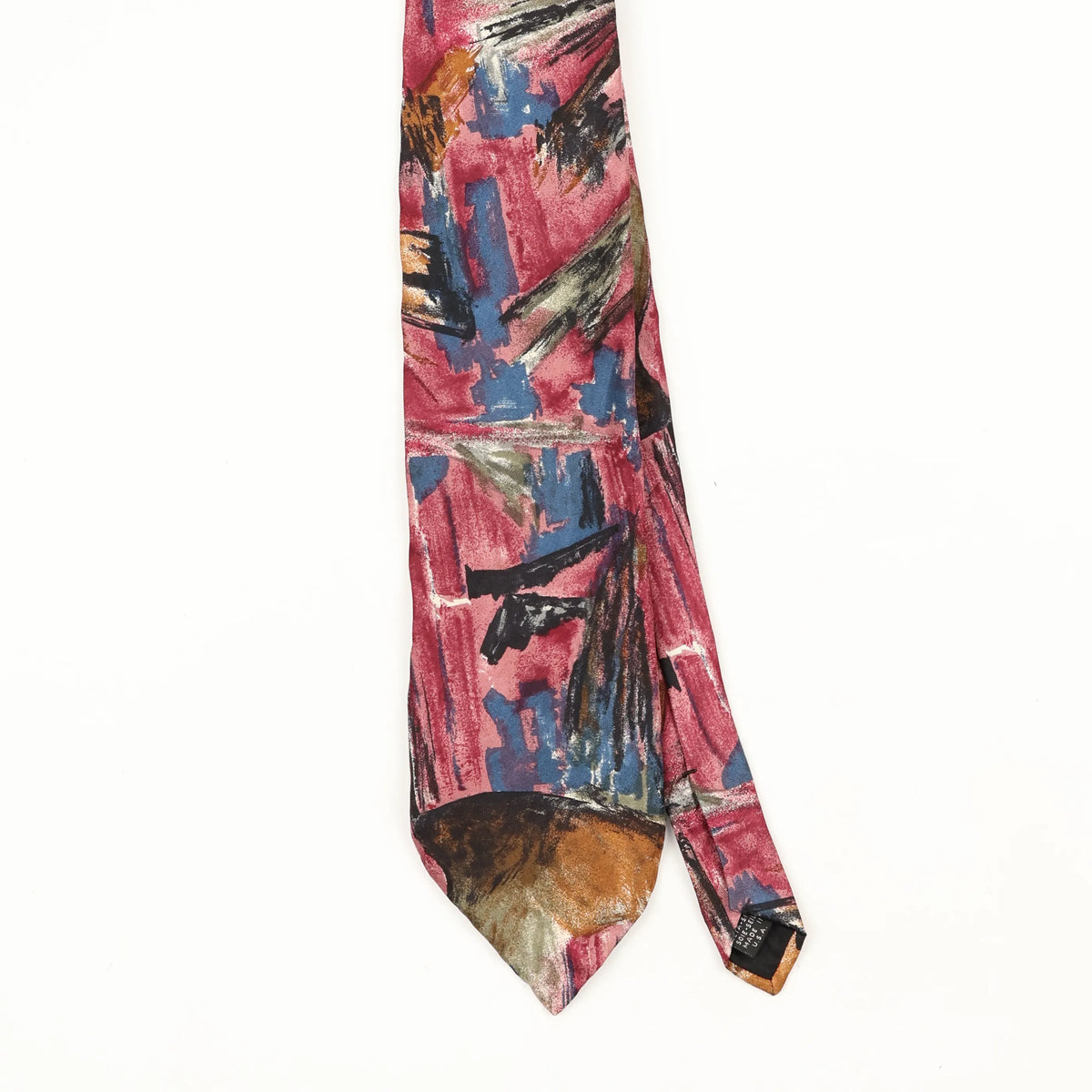 Front Front Detail of Vintage 1990's Tom James Abstract Patterned Tie