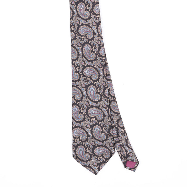 Front Front Detail of Vintage 1990's Paisley Patterned Tie