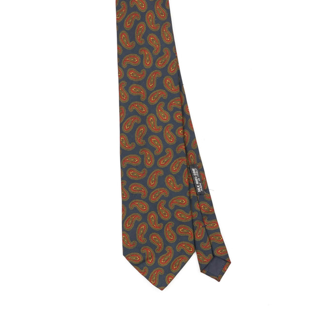 Front Front Detail of Vintage 1990's Paisley Patterned Tie