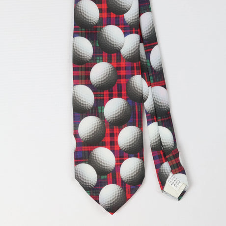 Front Detail of Vintage Golf Ball Check Patterned Tie