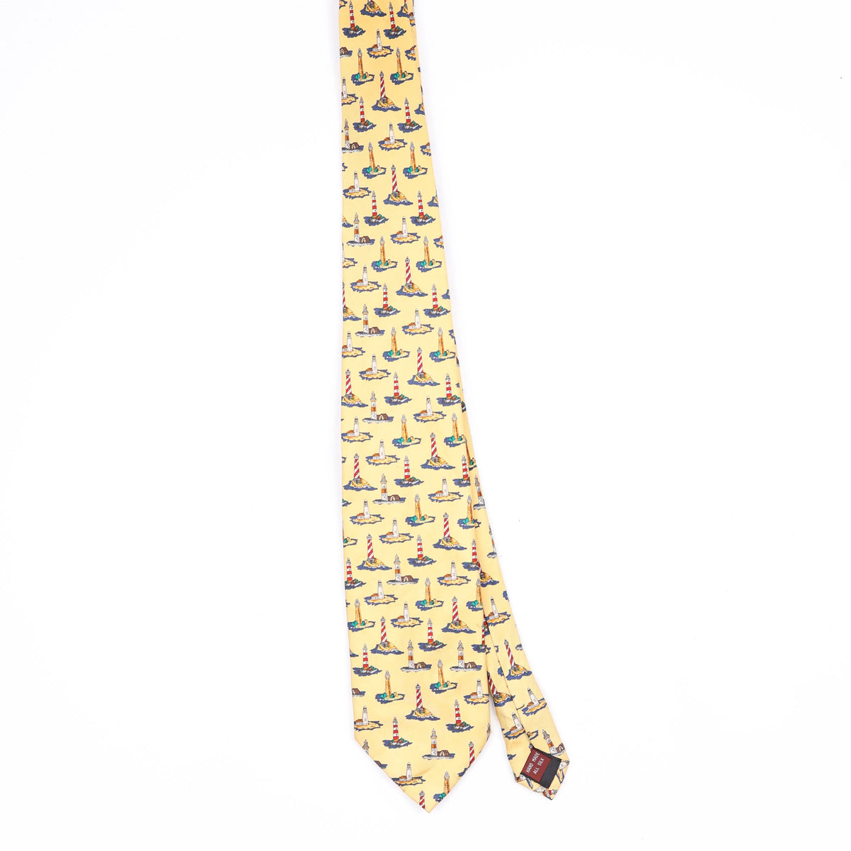 Front Front of Vintage 1990's Museum Artifacts Lighthouse Cartoon Patterned Tie